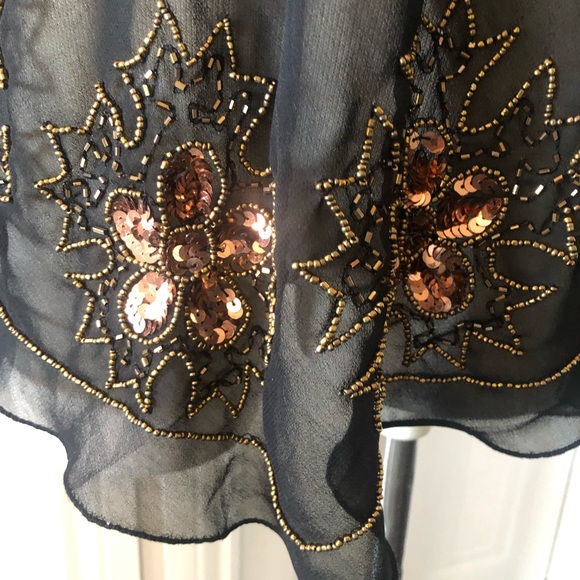 Sheer Top with Copper Sequin Detail and Bell Sleeves - Picture 5 of 5